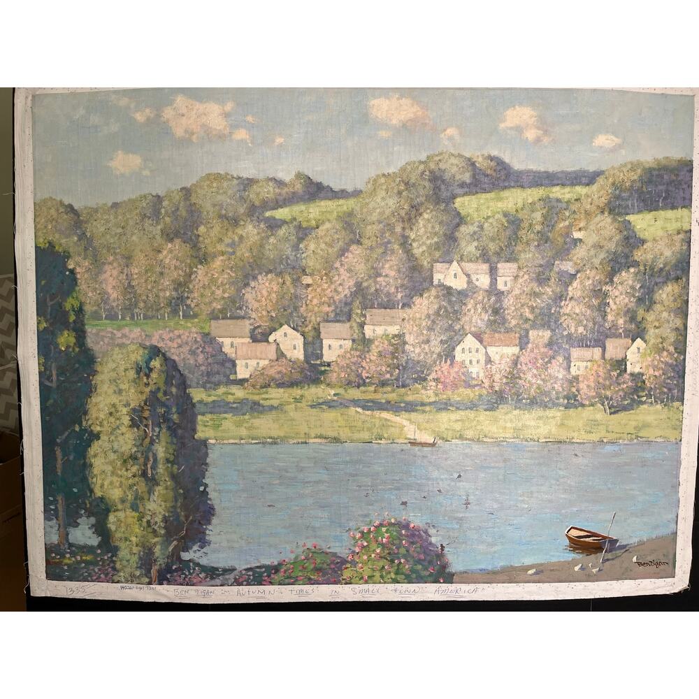 “Autumn Times In Small Town America” Original Canvas Painting Ben Zigan